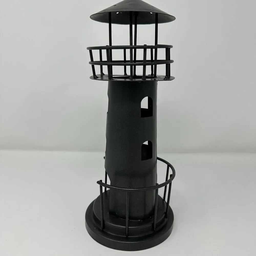 Vintage Metal Lighthouse Lantern Candle Holder Nautical Coastal Home Decor